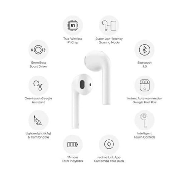 Stylish White Color Earbuds - Image 2